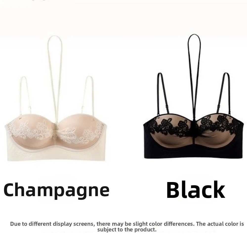 Sensueller Neckholder-Spitzen-BH, Anti-Sagging, nahtloser Neckholder-BH, Beauty-Back, dünne Träger, Push-Up-BH, Clubwear – Detail 1