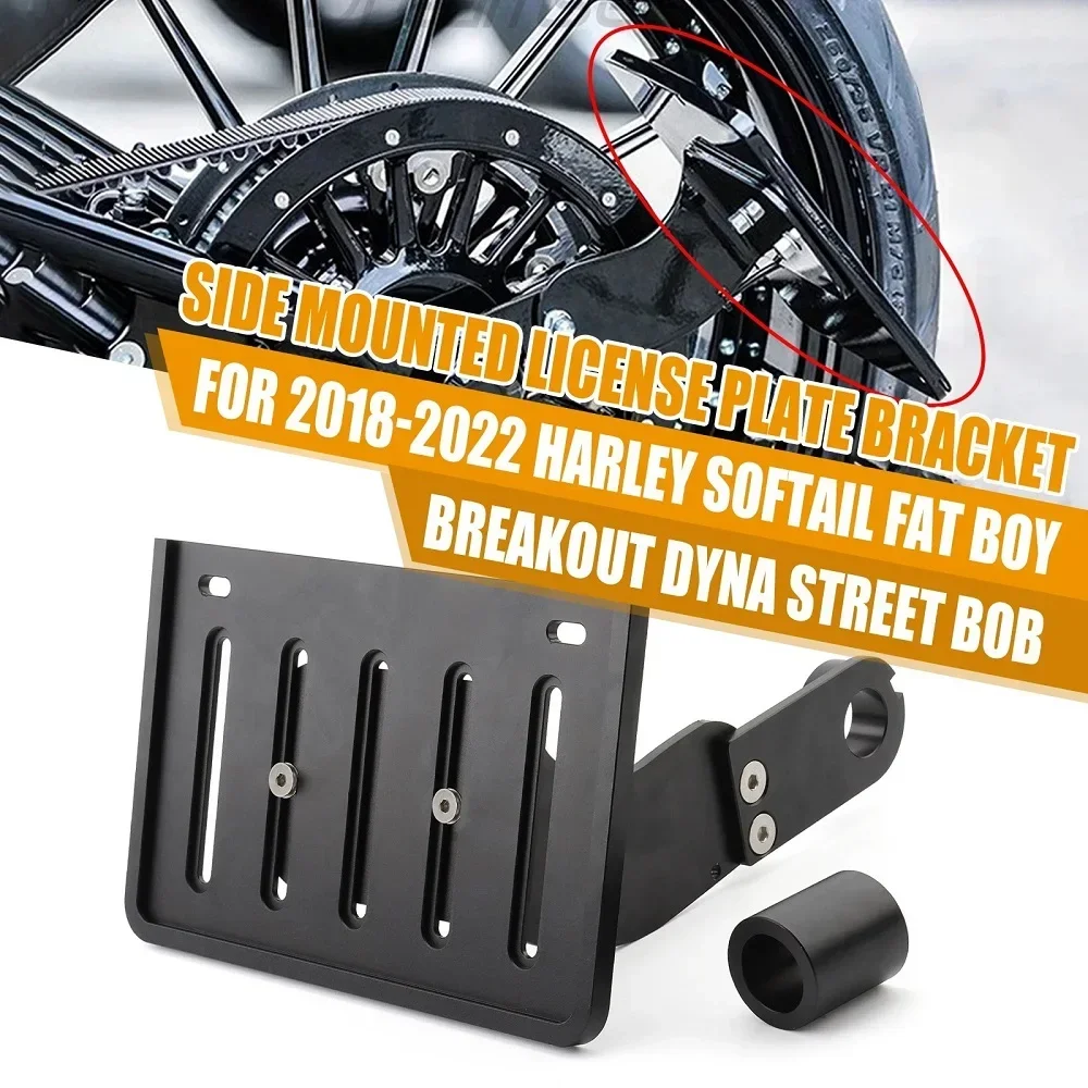 

Кронштейн номерного знака мотоцикла, боковой держатель для Harley Softail Fat Boy Breakout Dyna Street Bob 2018-2023