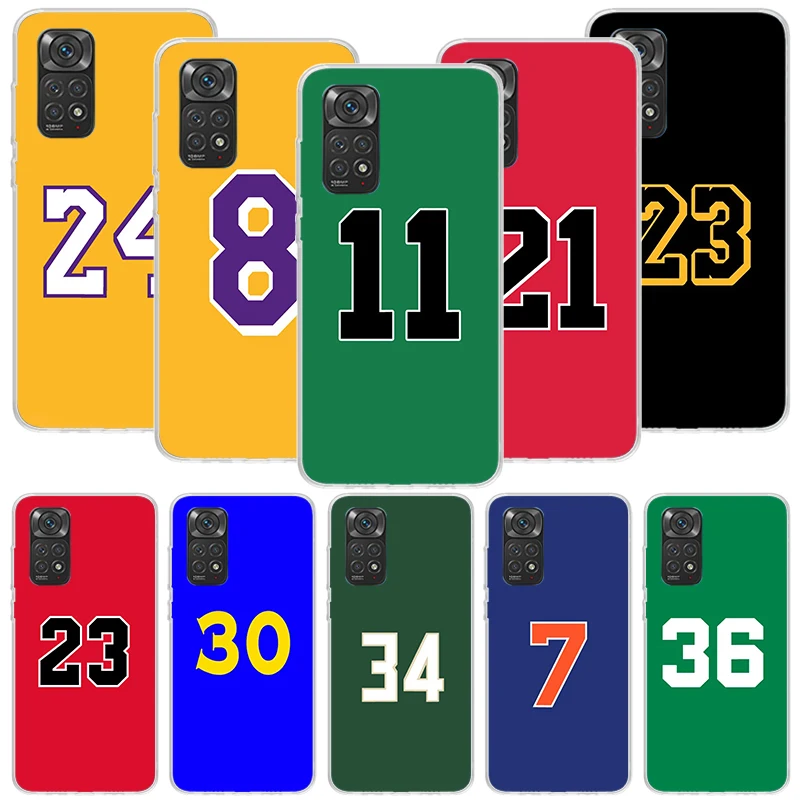 Basketball 23 24 Number Phone Case For Xiaomi Redmi Note 13 12S 12 11S 11E 11 Pro Plus 11T 10S 10 9S 9 + 8T 8 7 Art Pattern Cove