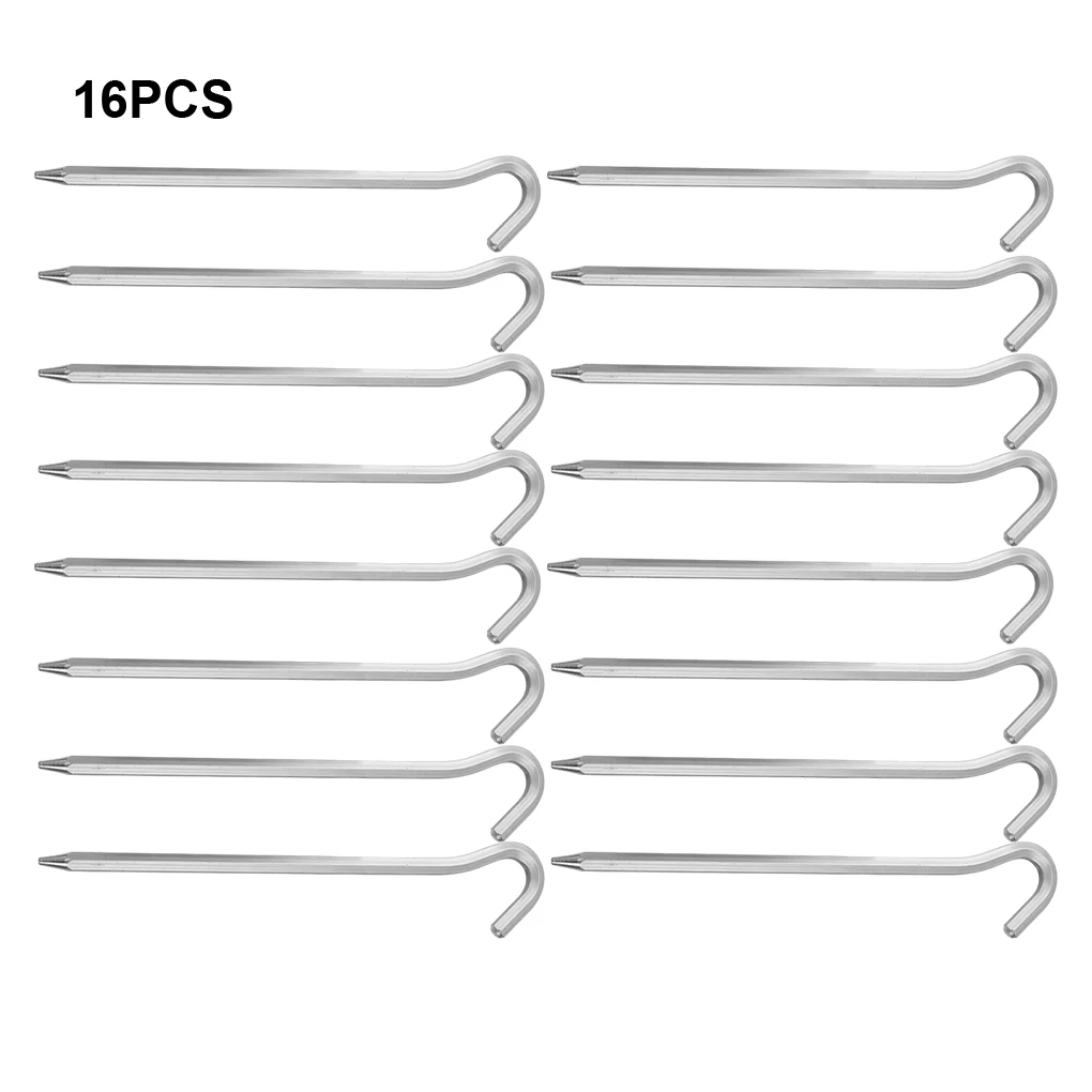 16pcs Aluminum Alloy Smooth Line And Round Edge Tent Peg Reliable Camping Equipment Impact-resistant