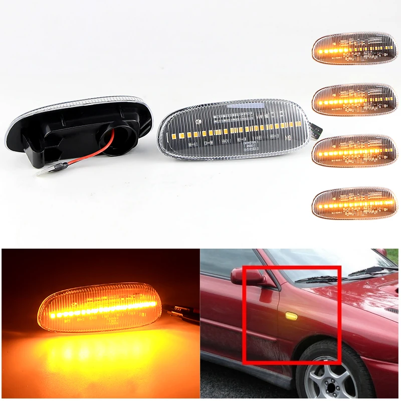 

2PCS for Subaru Impreza 1993 1994 1995-2001 LED Side Marker Light Auto Dynamic Turn Signal Sequential Blinker Amber Lamp Canbus