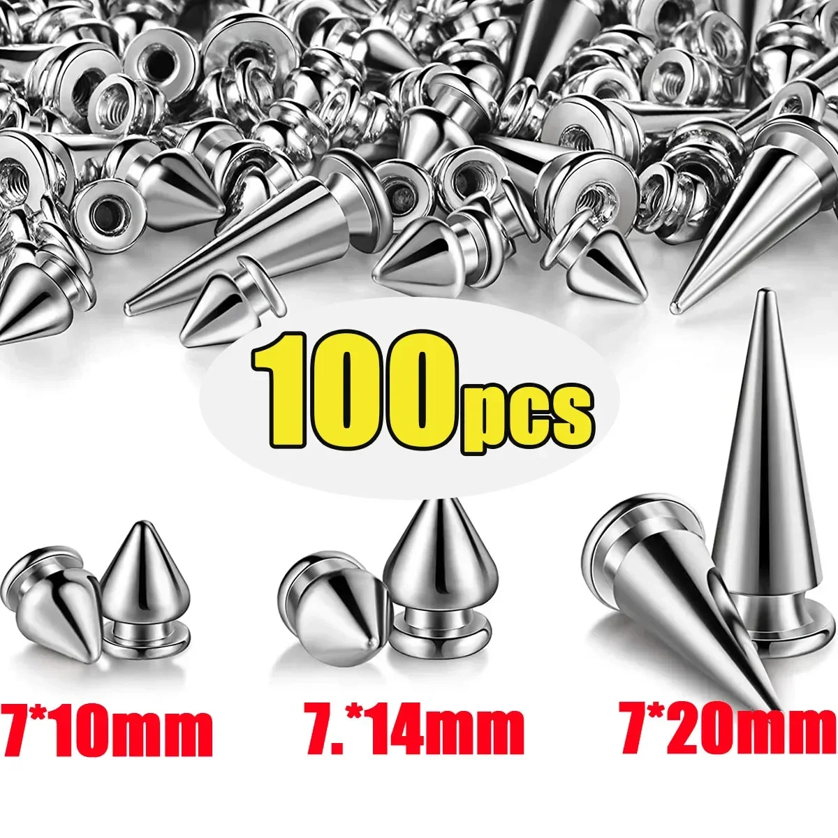 10/100Pcs Silver Rivets Cone Studs Screwback Metal Spike DIY Cool Punk Garment Round Nail Rivet Decoration For Clothes Shoes Bag