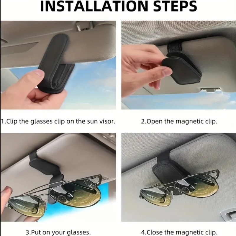 Car Glasses Holder sunglasses holder is suitable for car sunshades magnetic leather sunglasses clip and ticket car sunshade