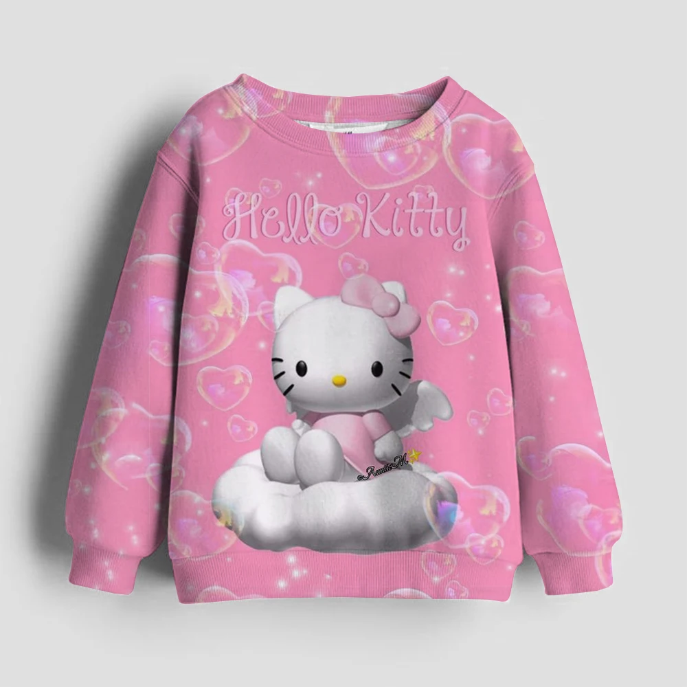 Wiosenna i jesienna dziecięca śliczna jednoczęściowa bluza z długim rękawem marki Hello Kitty kot tłoczona na gorąco poliestrowa bluza z kapturem