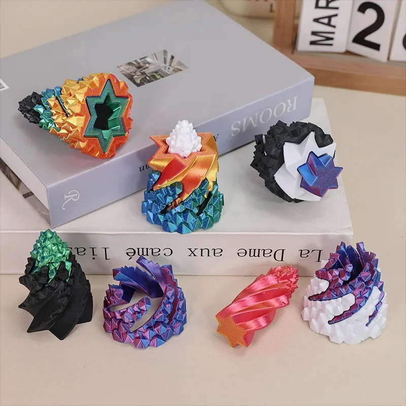Three Layer Spiral Cone Impossible Stone Passthrough Fidget Helix Rotating Pressure Reducing Toy Pyramid Ornaments 3D Printed