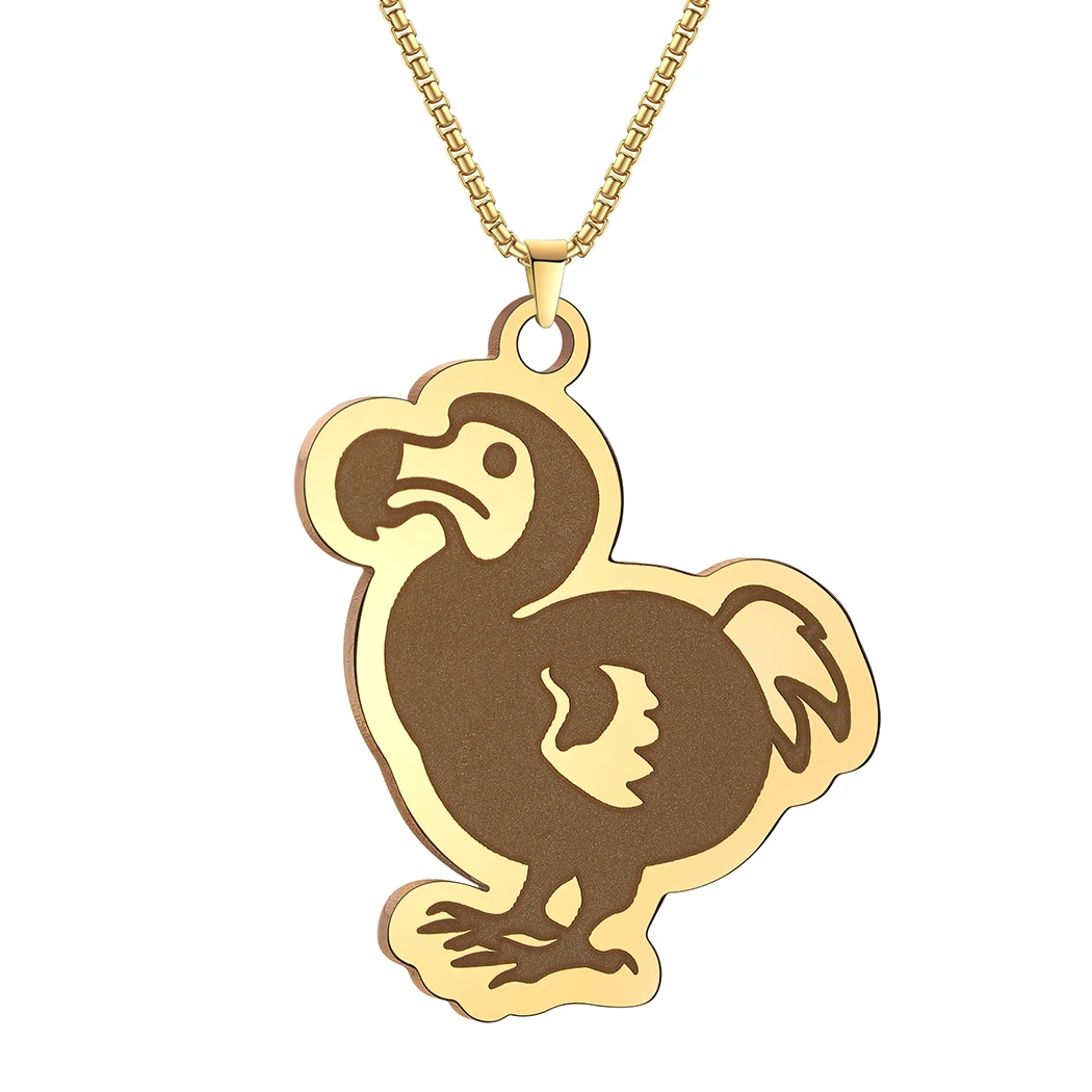 QIMING Extinct Dodo Bird Rubber Animal Necklace For Women Stainless Steel Boho Jewelry Pendant Necklace Gift