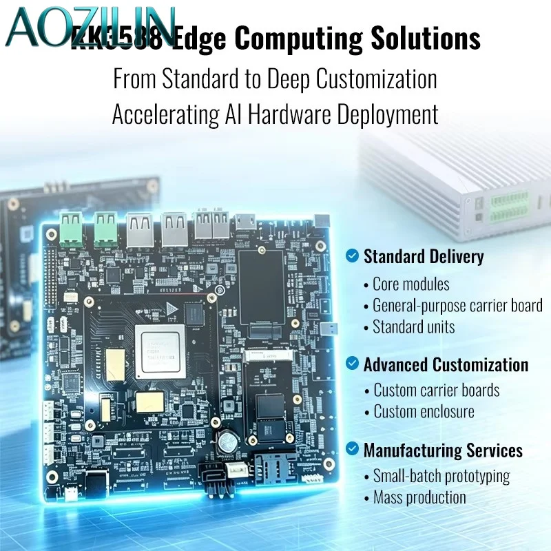 AOZILIN Fanless ARM Industrial AI Computer RK3588 8K UHD With Rich External I/O Ports Edge Computing Host