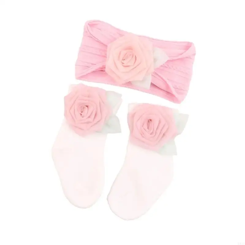 

581F Uprgades Baby Socks & Headband Infant Headband And Socks for Comfort & Styles