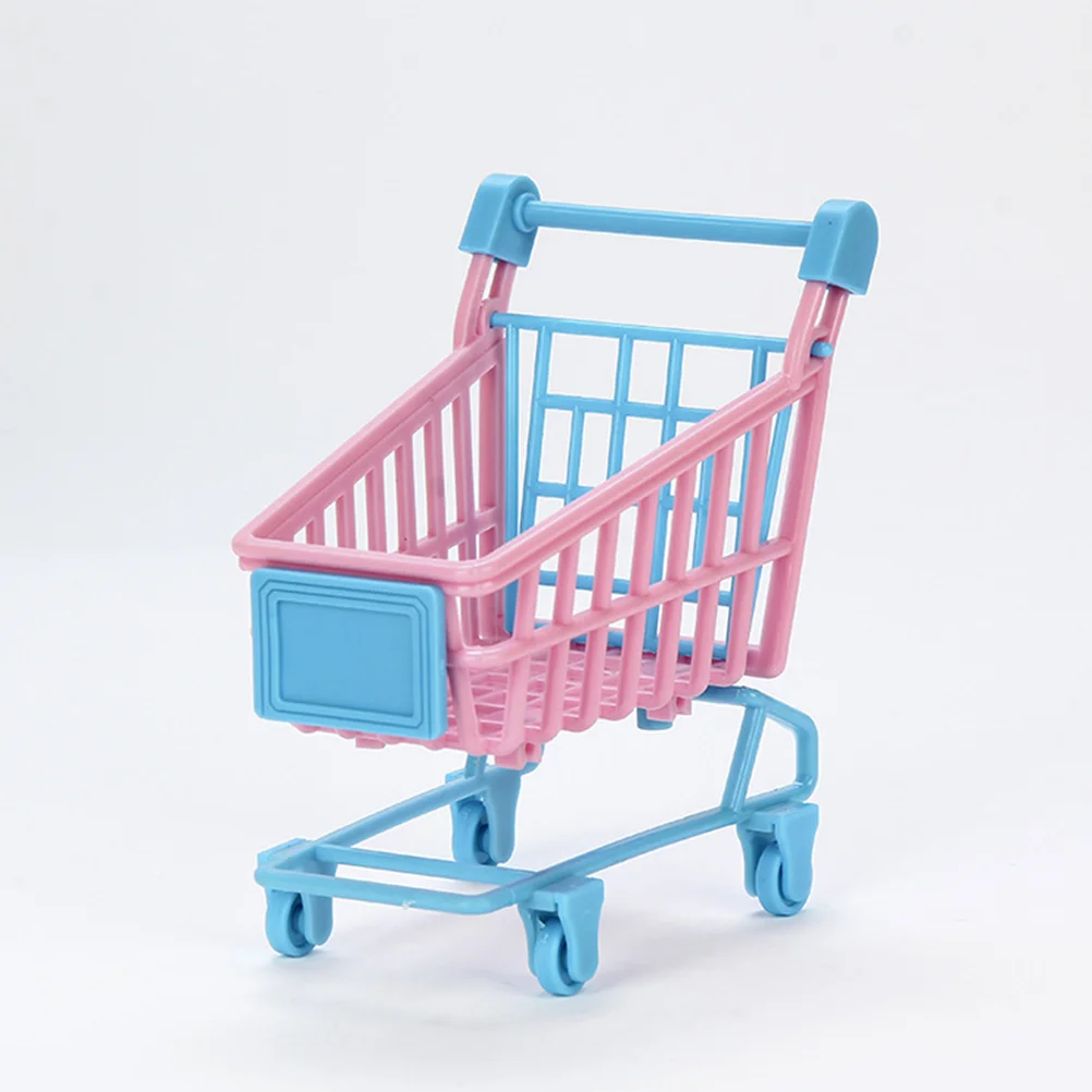 2 Pcs Mini Shopping Cart Toy Kids Playing Dolls Storage Rack PVC Simulation Trolley Baby