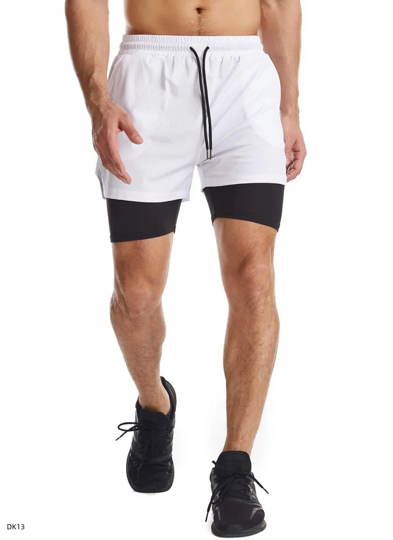 

Мужские шорты для бега, быстросохнущие черные двухслойные шорты для фитнеса, новые мужские шорты для спортивных тренировок и бодибилдинга.