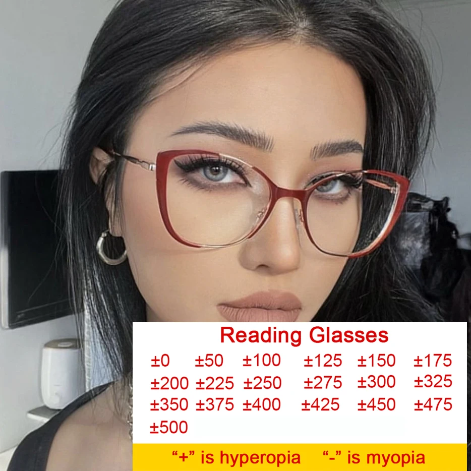 2024 TR90 Cat Eye Anti Blue Light Glasses Frames New Women Fashion Computer Reading Glasses readers Diopter +1.0~~5.0