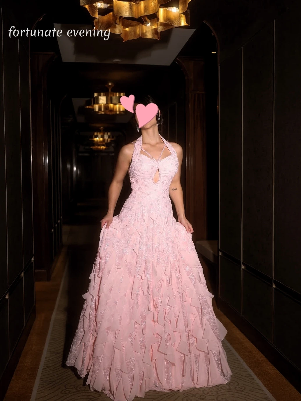Fortunate Evening Elegant Vintage Sweet Pink Beads Lace Princess New Customized Formal Occasion Prom Dress Evening Party Gowns