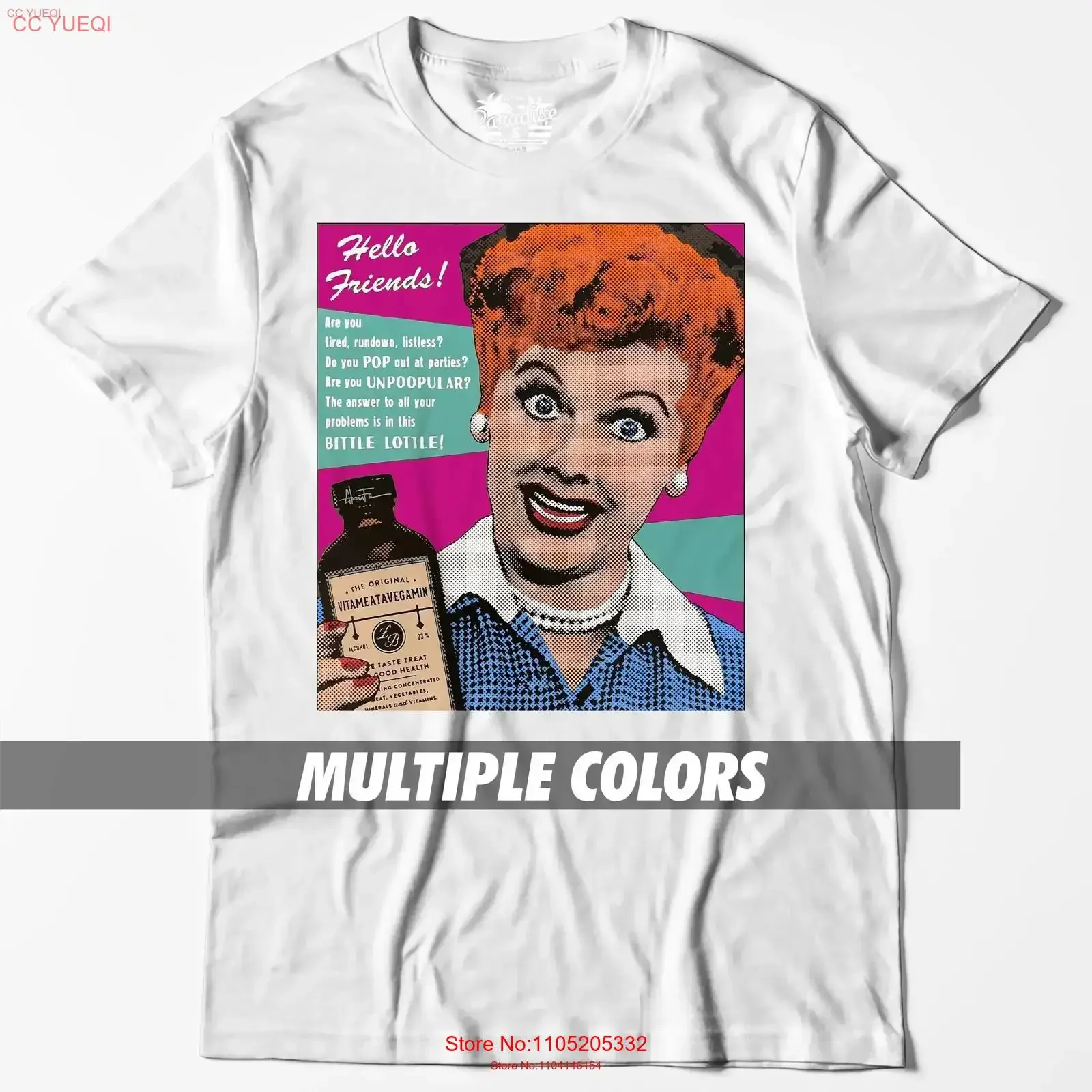 I Love Lucy Lucille Ball TV Show Comedy Sitcom T Shirt Desi Arnaz Vitameatavegamin 4 Ricky Ricardo Cotton vintage Washed