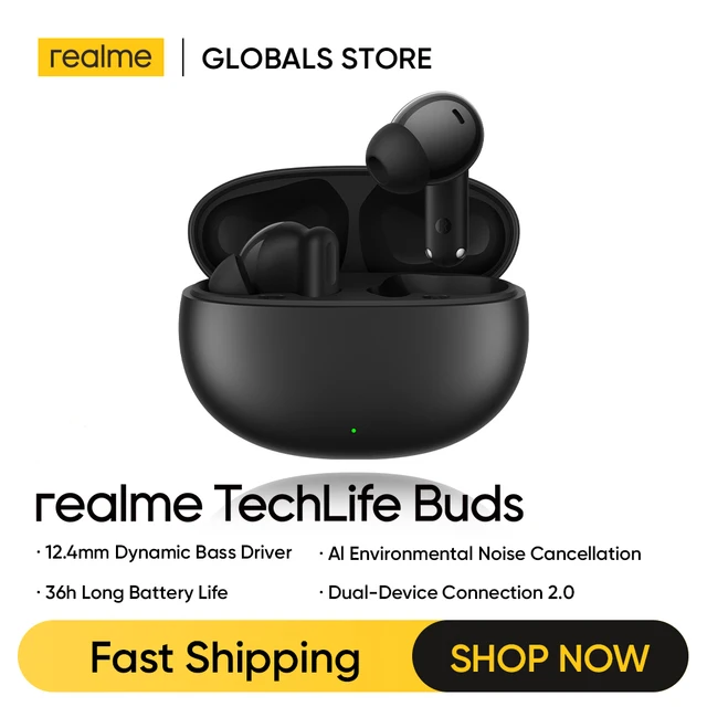 realme TechLife Buds TWS Earphone 12.4mm Dynamic Bass Driver Up