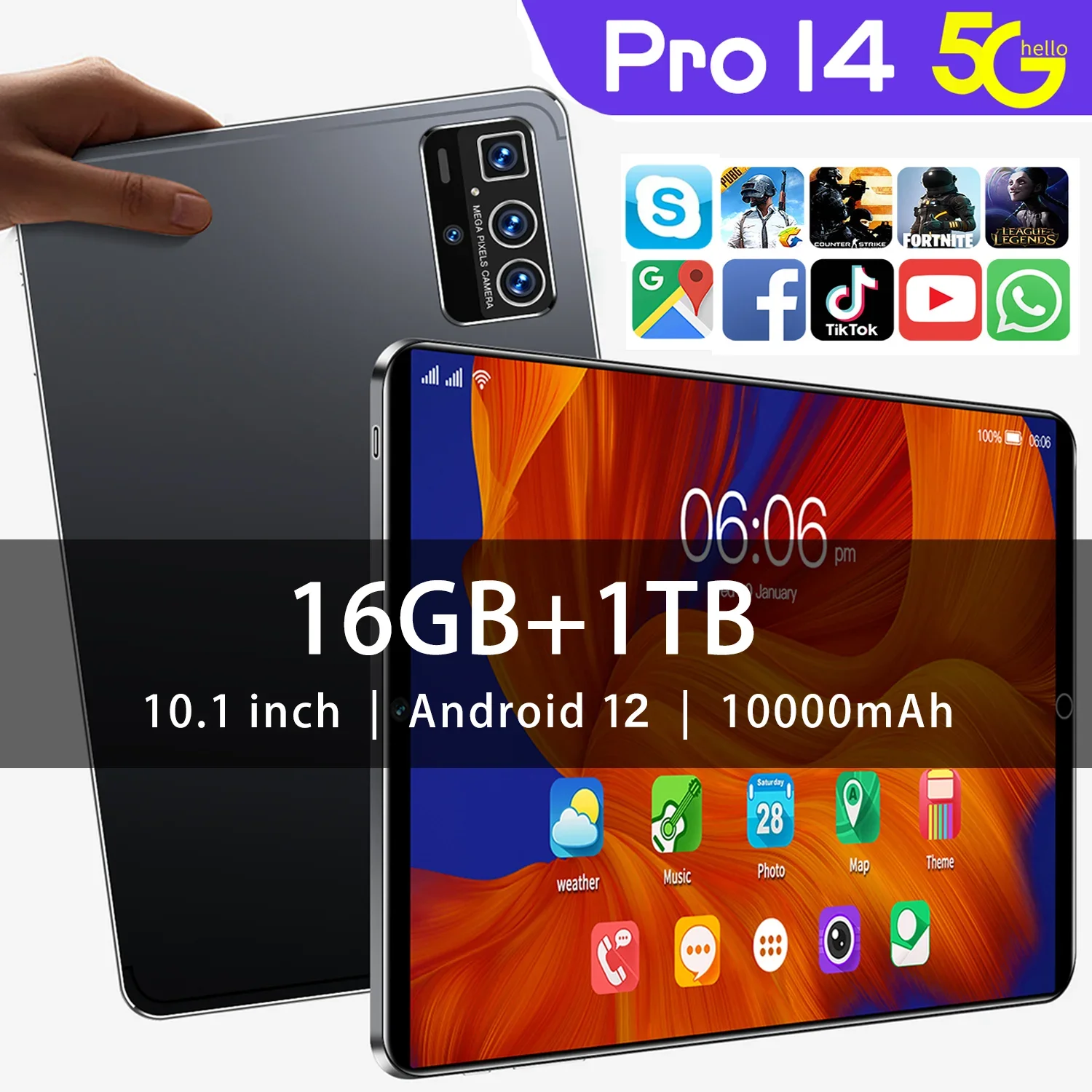 2023 Originalแท็บเล็ตPro 14 Global Versionแท็บเล็ตพีซีAndroid 12 Xioa Mi RAM 16GB ROM 1TB 5G Pad WIFI Dualซิมการ์ดTablette