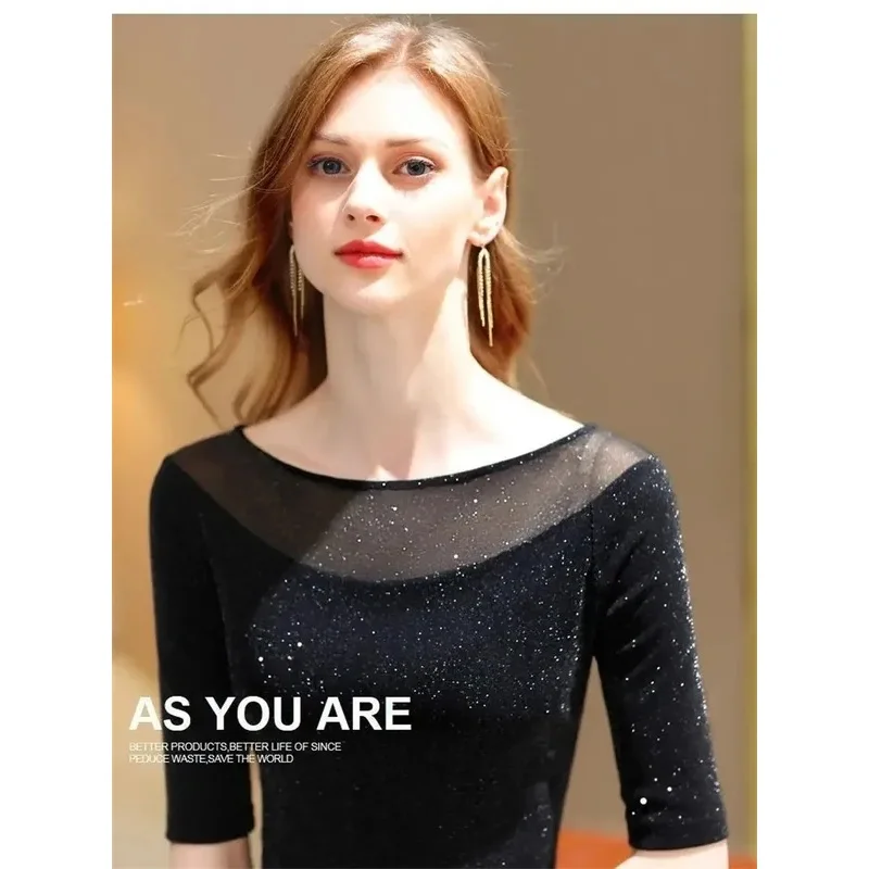 

Shiny Bright Silk Mesh Latin Dance Tops For Women Clothing Autumn Winter Long-sleeved Ballroom Dance Wear Slim Practice Shirt