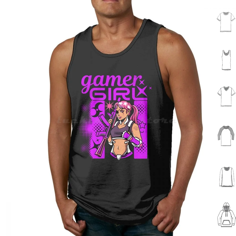 Gamer Girl-Y2k Design-Pink Power Tank Tops Print Cotton Gamer Girl Girls Who Game Gamer Lets Play Y2k Pink Pink Power Girl