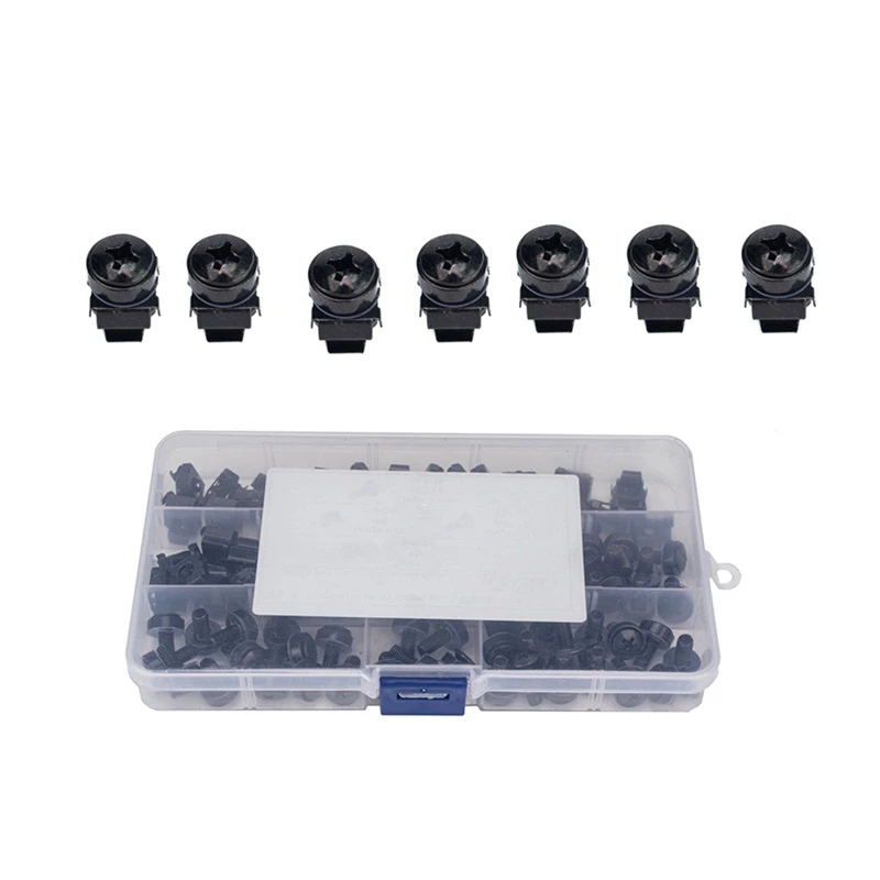 

A30P-50Pcs M5 12Mm Nuts And Screw Screw With Cage Nuts Black For Server Rack Cabinet Rack Mount Screws And Square Insert Nuts
