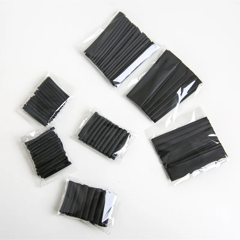 127Pcs Black Polyolefin Heat Shrink Tubing Kit, 2:1 Ratio Insulated Wire Wrap Sleeves (1.0-13.0mm) Assortment Kit