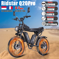 Q20 Pro Electric Bicycle 2000W Dual Motor 52V 40AH Dual Battery Hydraulic Brake Ebike 20*4.0 Inch Fat Tire Adult Electric Bike