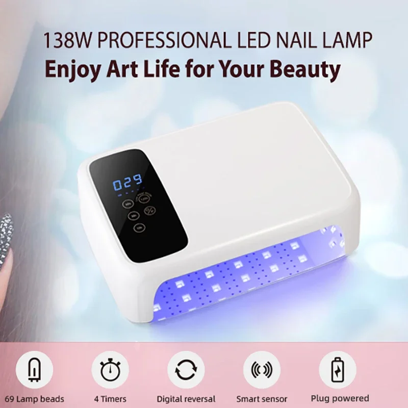 UV LED Drogen Nagellamp 138W Professionele Oplaadbare LED Nagellamp Voor Het Uitharden Van Nagels Gel Polish Met Auto Sensor manicure Salon