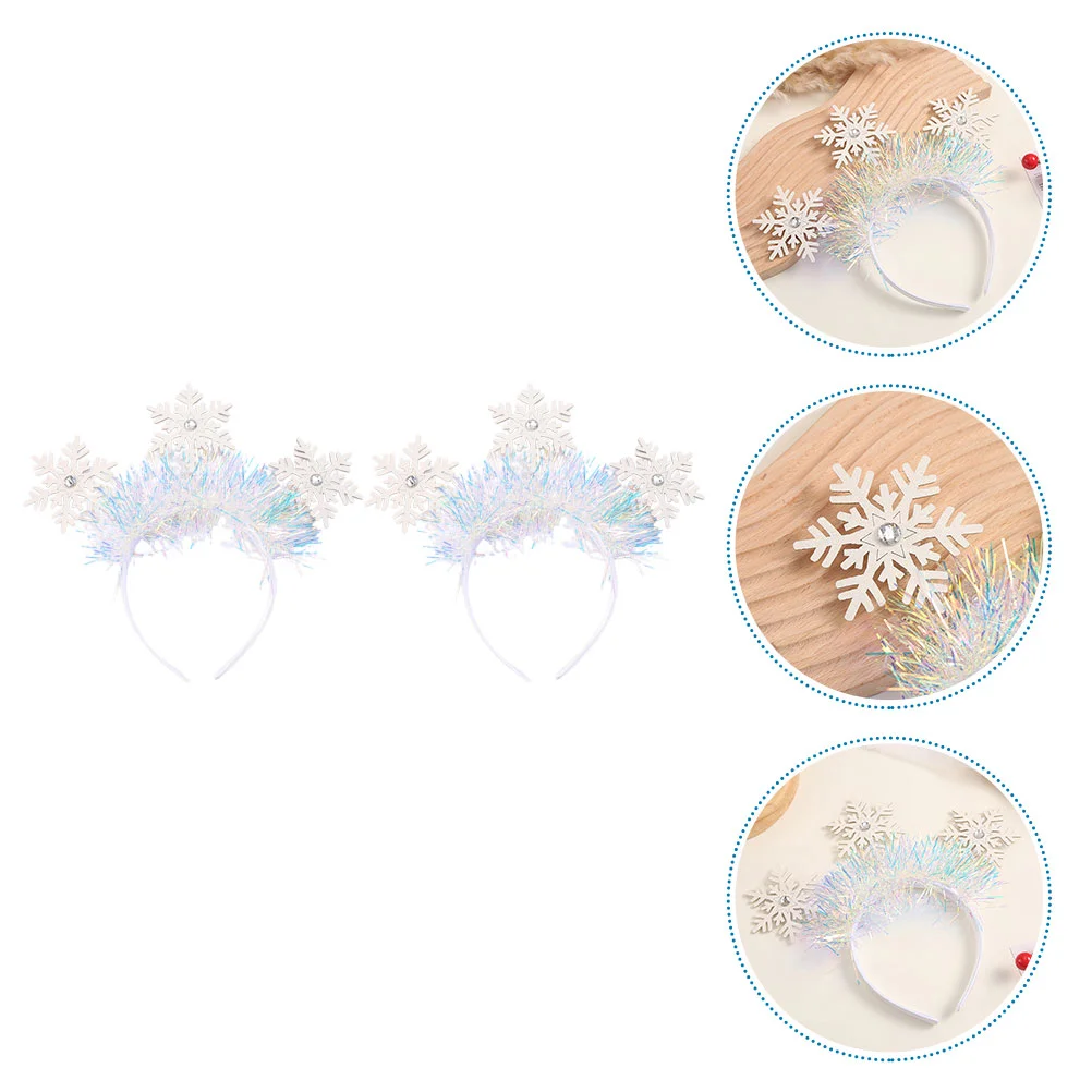 

2 Pcs Outdoor Snowflake Headband Child Christmas Decoration Stickers Plastic Xmas Party Headdresses