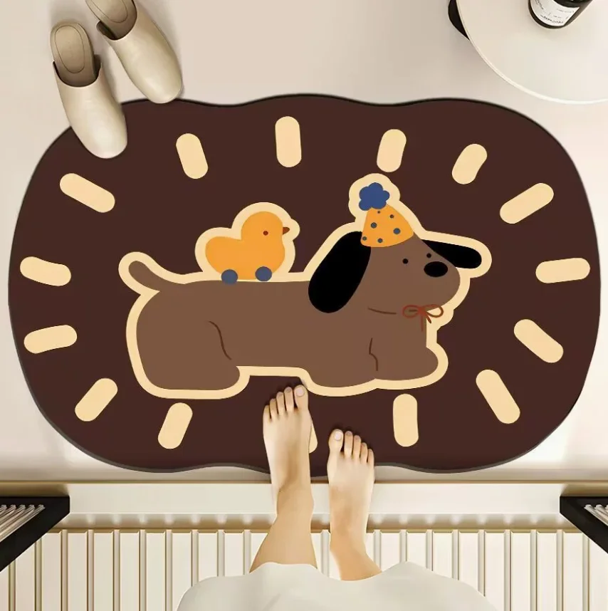 Cartoon-Muster Diatomeenerde Badezimmer-Absorbiermatte