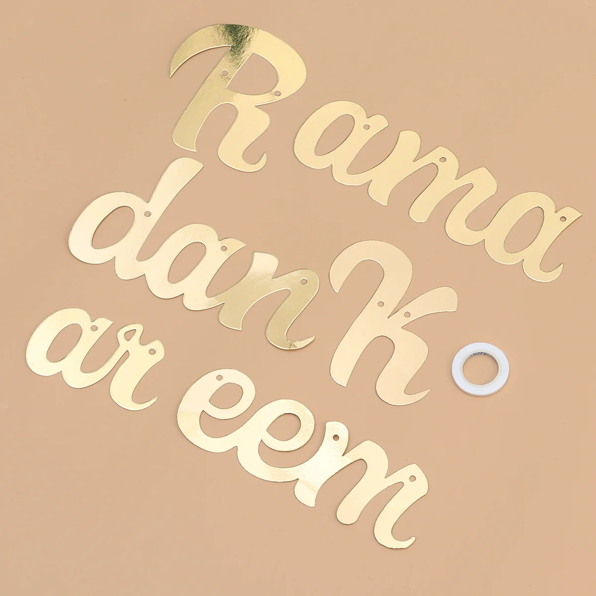 لافتة حروف رمضانية بألوان ذهبية حية، إكليل الرايات لعيد سعيد، ديكور حفلات أقل من بايرم للاستخدام الداخلي والخارجي #4