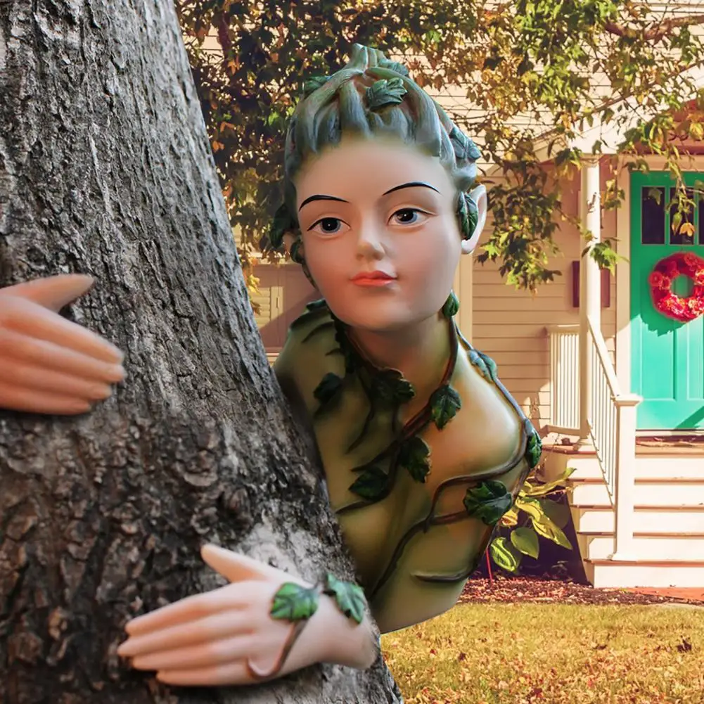 

Home Decoration Enchanting Elf Statue Fairy Tree Hugger for Outdoor Garden Decor Waterproof Uv Resistant Figurine Ornament Easy