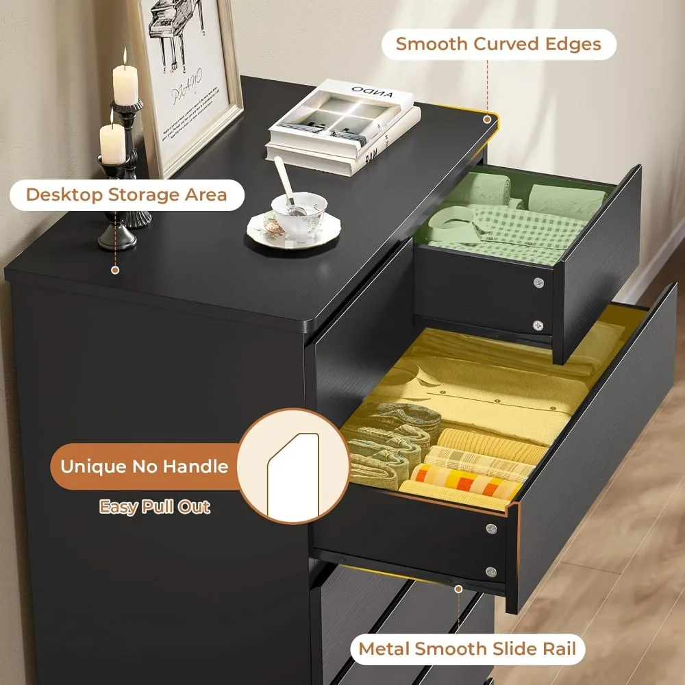 Modern 7-Drawer Tall Dresser for Bedroom, 51.8 Height, Wood Closet Organizer, Sleek Design