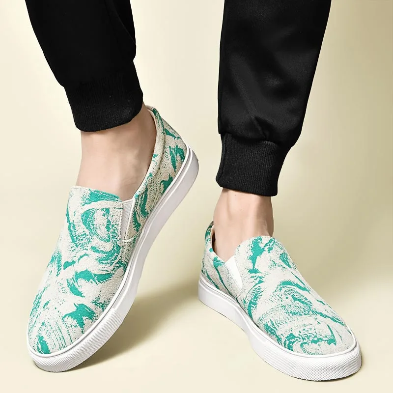 Fashion Trends Printed Summer Men Loafers Genuine Leather Casual Commute Shoes Men Comfort Slip-on Breathable Men Sneakers Shoes