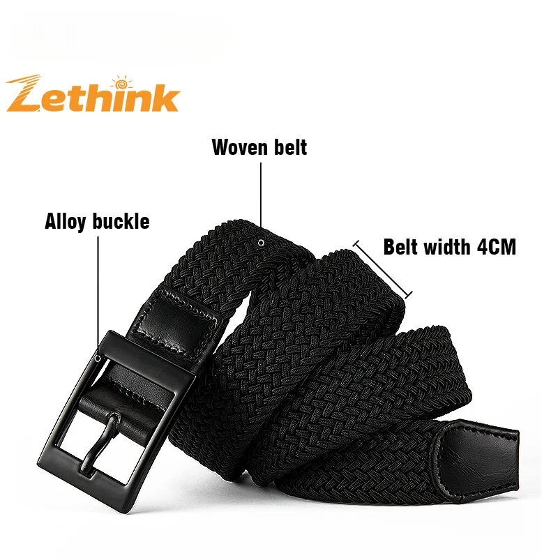 Wholesale Men's Elastic Braided Belt Casual Weave Golf Belt for Men Women with Zinc Alloy Buckle