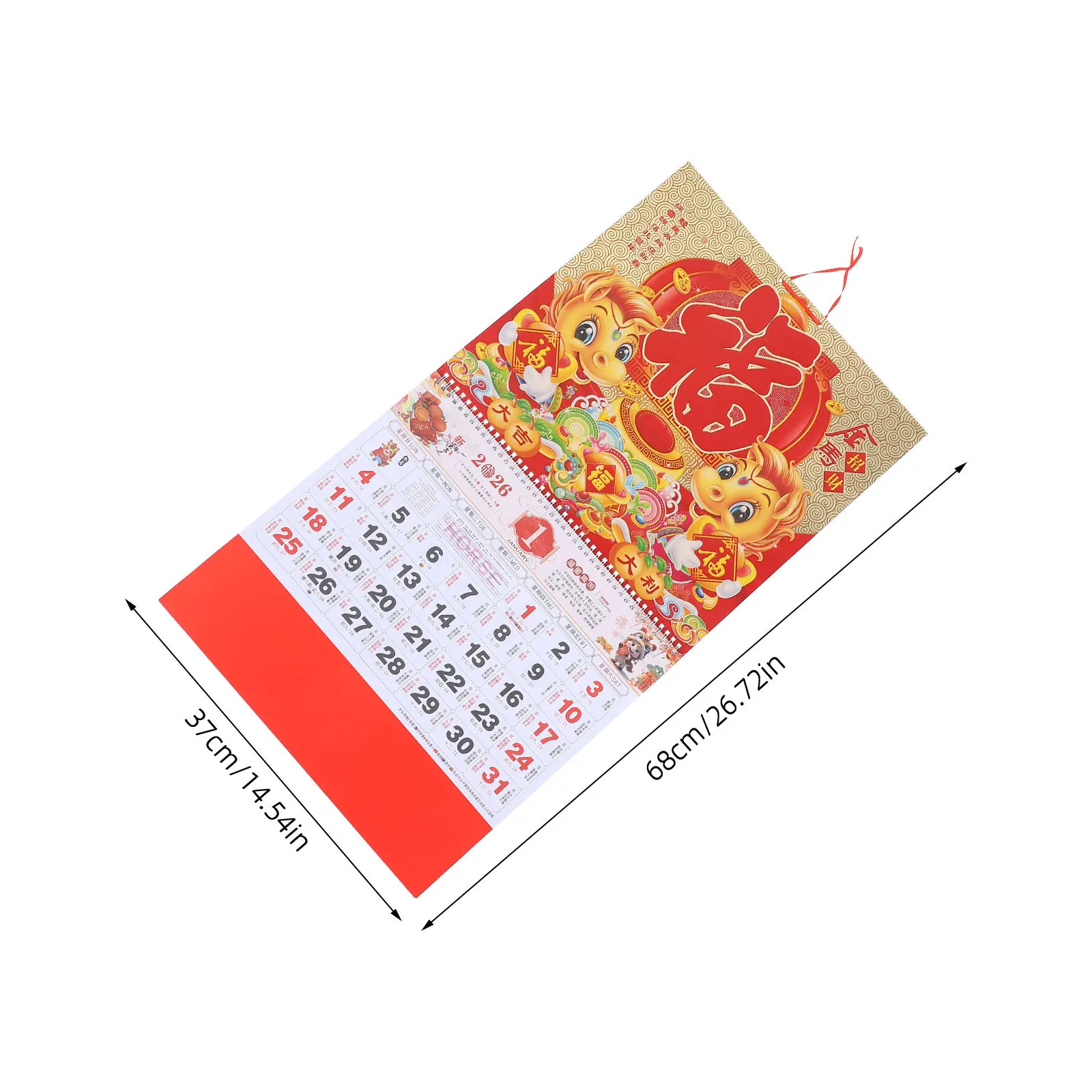 Chinese Zodiac Horse Year Wall Calendar 2026 Traditional Monthly Tear- Planner Lunar New Year Decoration