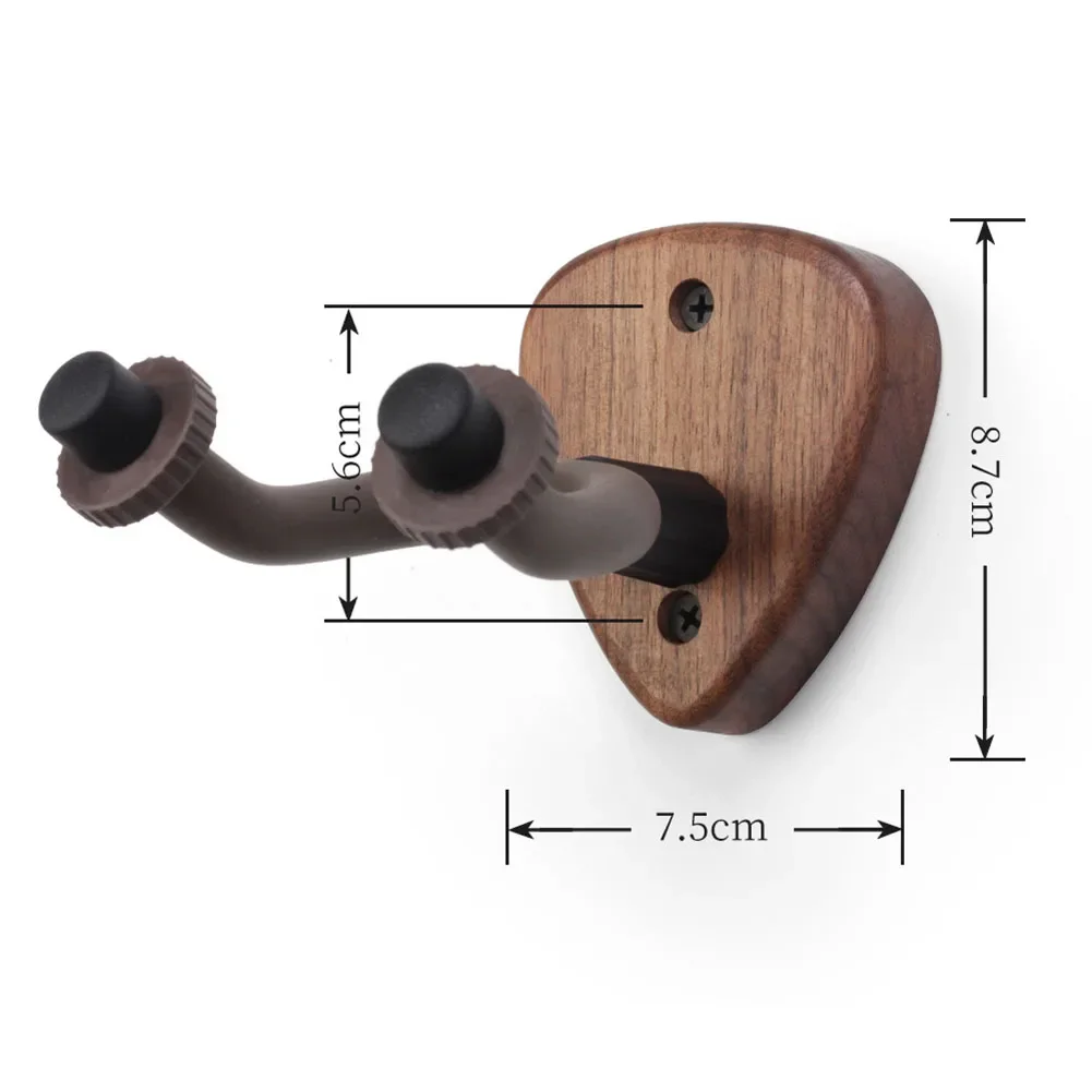 Wall Mount Guitar Hanger Black Walnut 15*15*3cm 230g For Electric Guitar Multi-functional Rubber Iron High Quality
