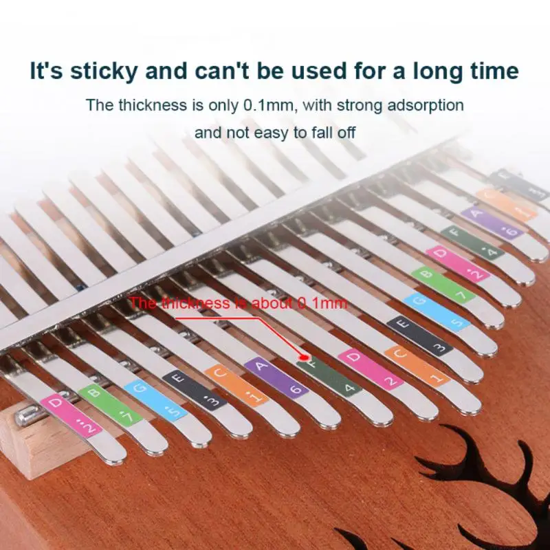 ملصق مقياس كاليمبا ، قيثار موسيقي بخمسة أصابع ، ملصق صوتي ، أدوات متعلم الإبهام ، 17 نغمة ، 21 نغمة