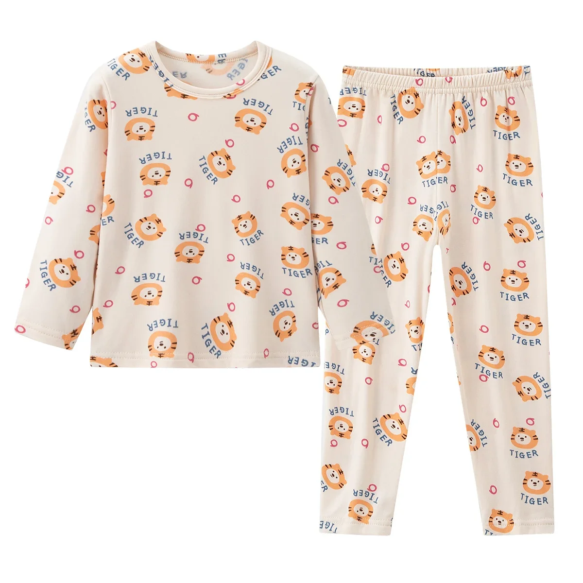 2Pcs Kids Thermal Underwear Set, Autumn Winter Long Sleeve Cute Cartoon Sleepwear, Comfortable Outfit for Boys Girls