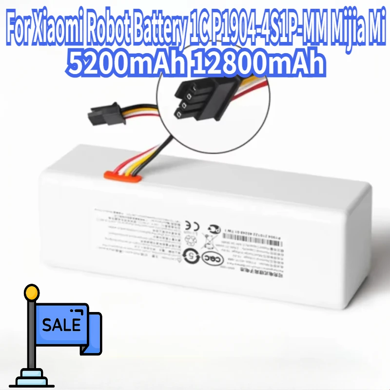 5200mAh 12800mAh For Xiaomi Robot Battery 1C P1904-4S1P-MM Mijia Mi Vacuum Cleaner Sweeping Mopping Robot Replacement Battery