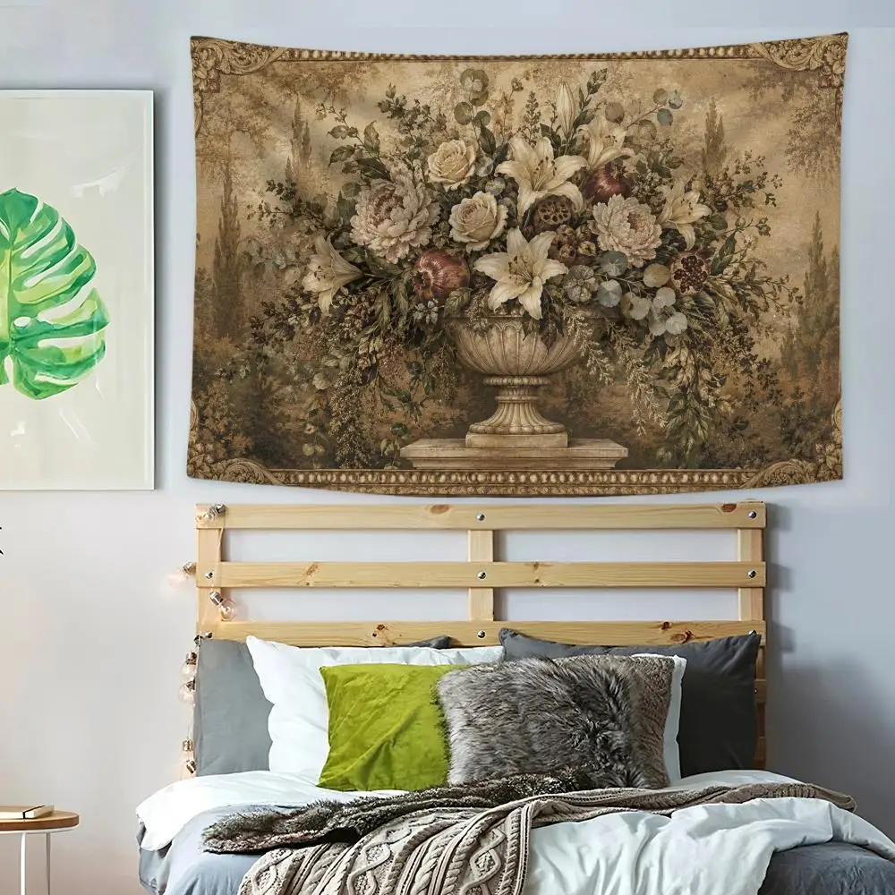 Vintage Botanical Tapestry Decoration Art Banner Microfiber Background For Bedroom Living Bar Garden Outdoor Festival