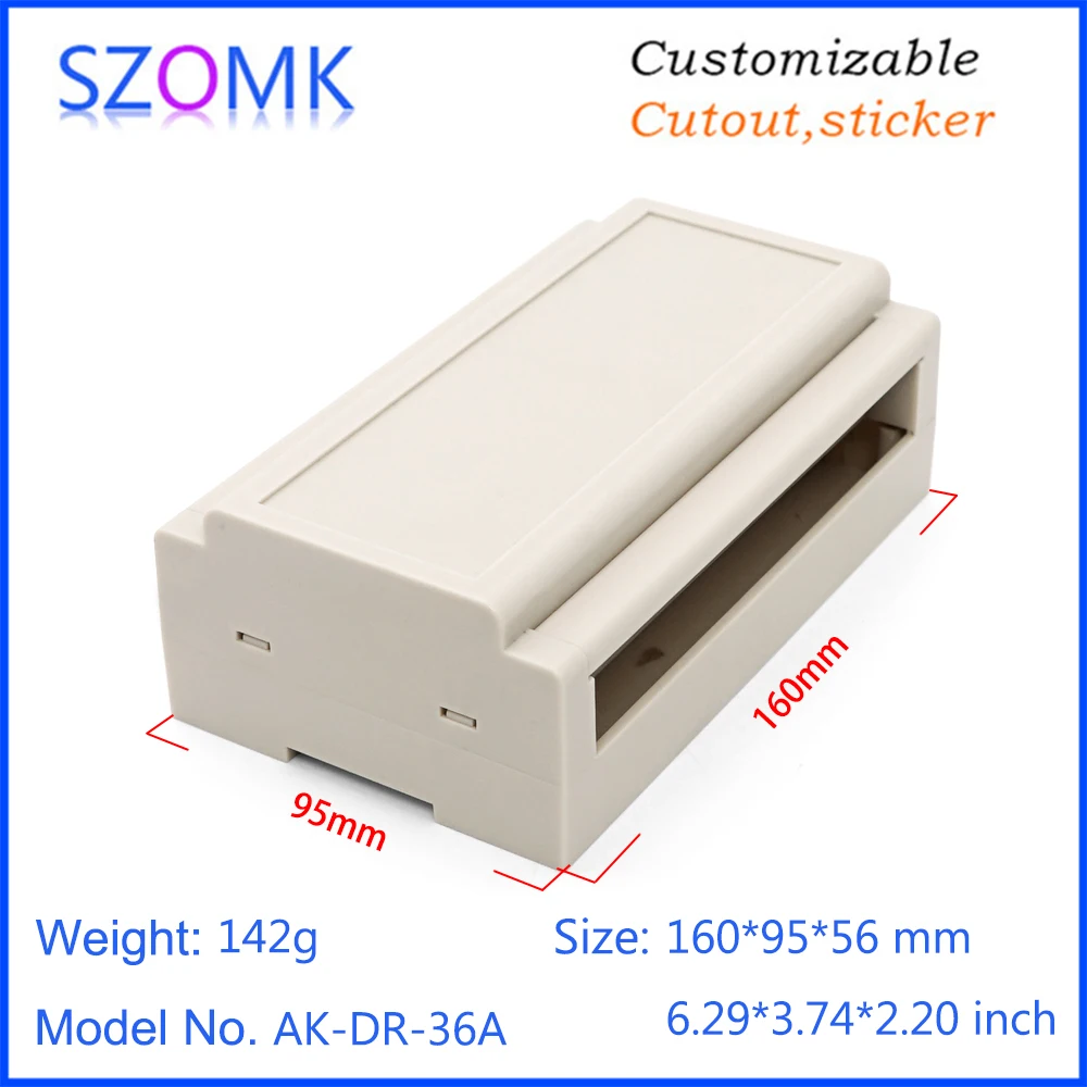 1Piece 160*95*55 mm customizable plastic din rail junction box instrument housing for electronics PLC pcb plastic boxes