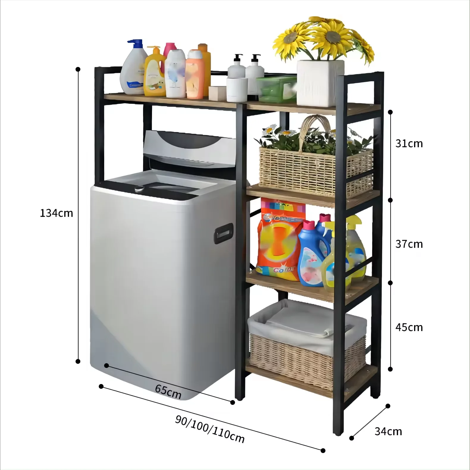 High Quality Stainless Steel Bathroom Toilet Rack Floor Toilet Washing Machine Storage White Toilet Rack