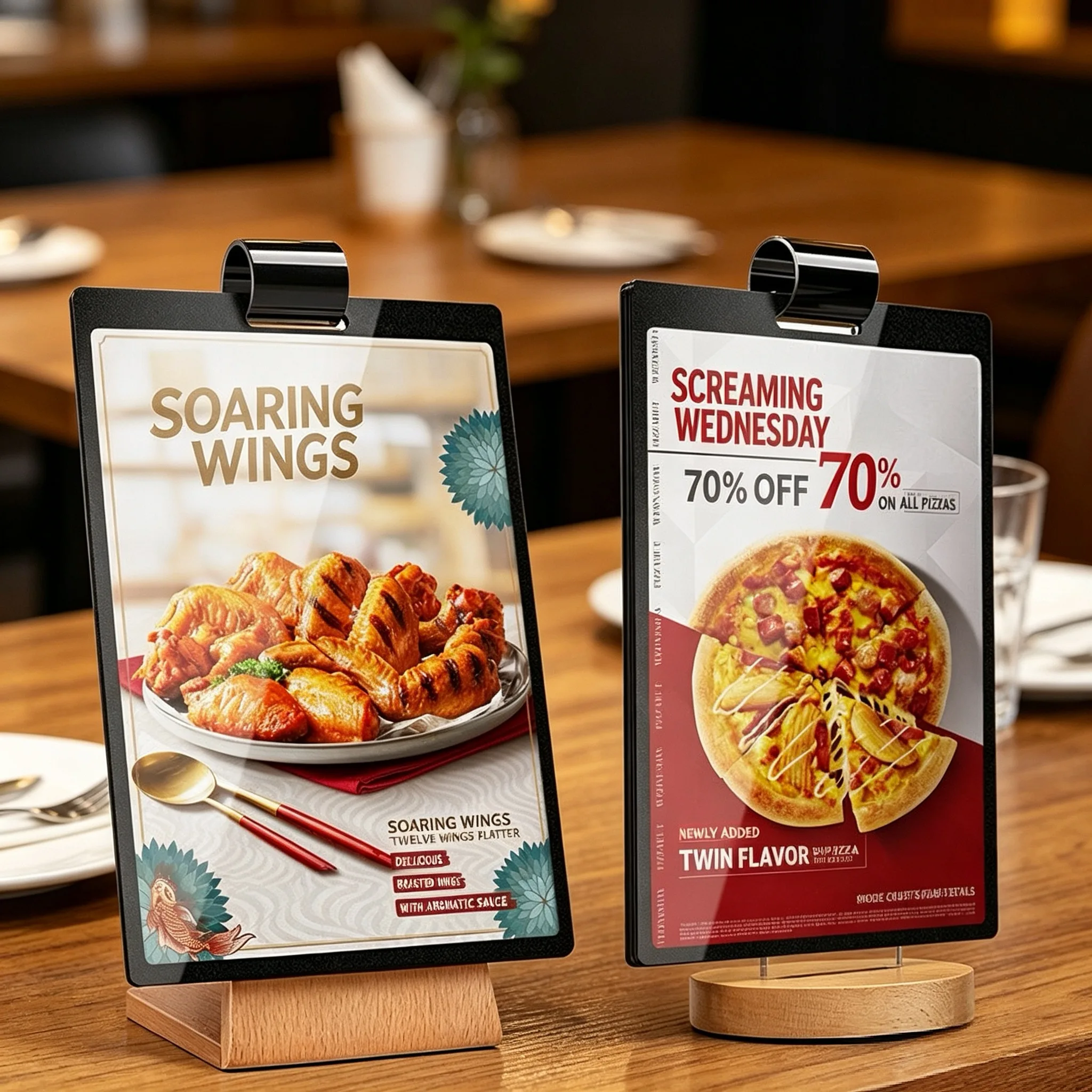 2 Pieces A5 148x210mm Restaurant Table Menu Paper Holder Ad Picture Photo Frames Price Label Flyer Sign Holder Display Stand