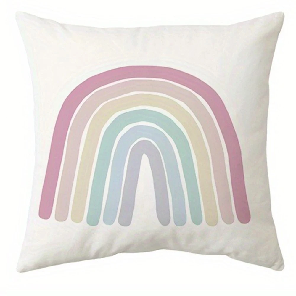 

Наволочка с принтом мультяшной радужной звезды и солнца, чехол для подушки для гостиной, дивана, украшение для дома, без наполнителя.