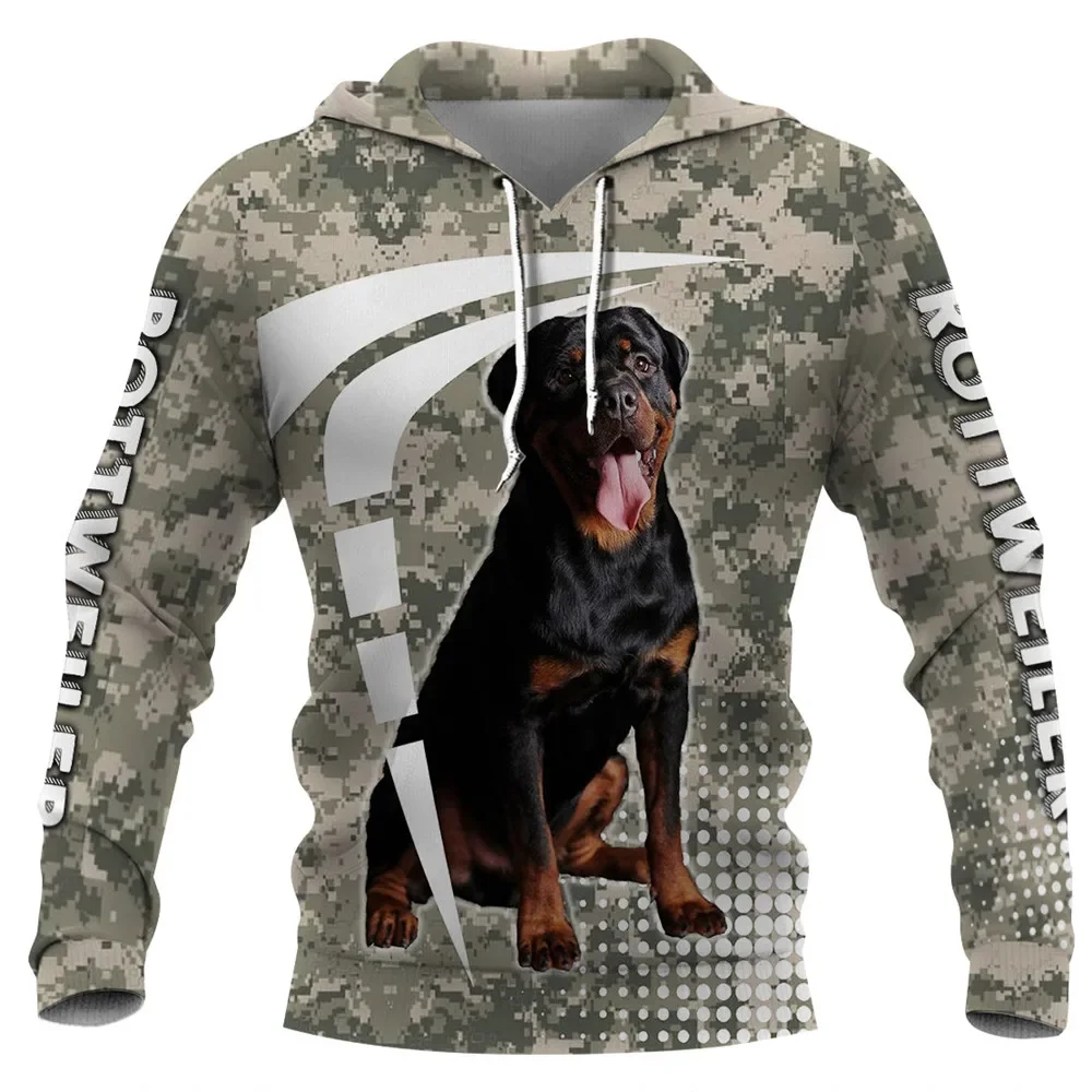 HX Fashion Men Hoodie Rottweiler 3D Graphic Boomerang Camouflage Hoodies Animals Dog Great Dane Sweatshirt Dropshipping