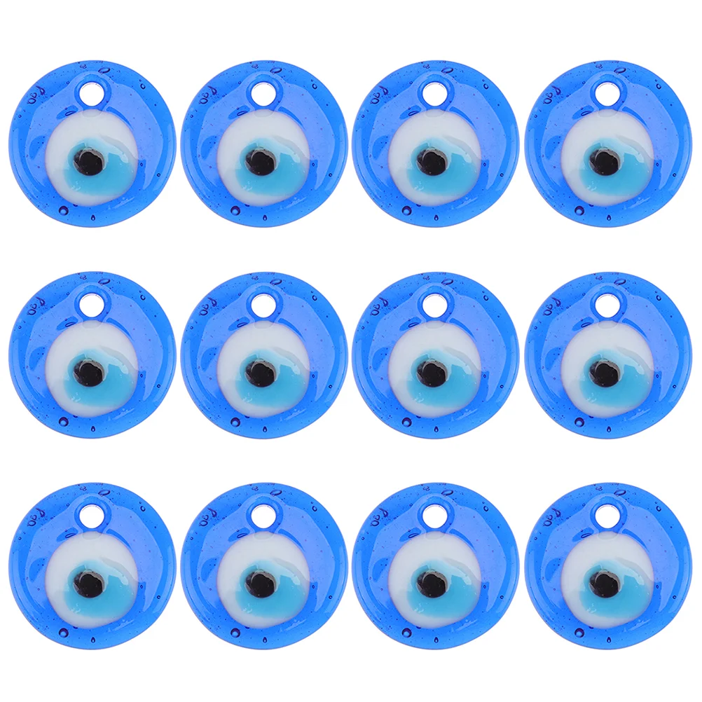 

12 Pcs Glass Pendant Evil Eye Charms 3cm Round Turkish Beads for Jewelry Making Crafts Accessories Decor