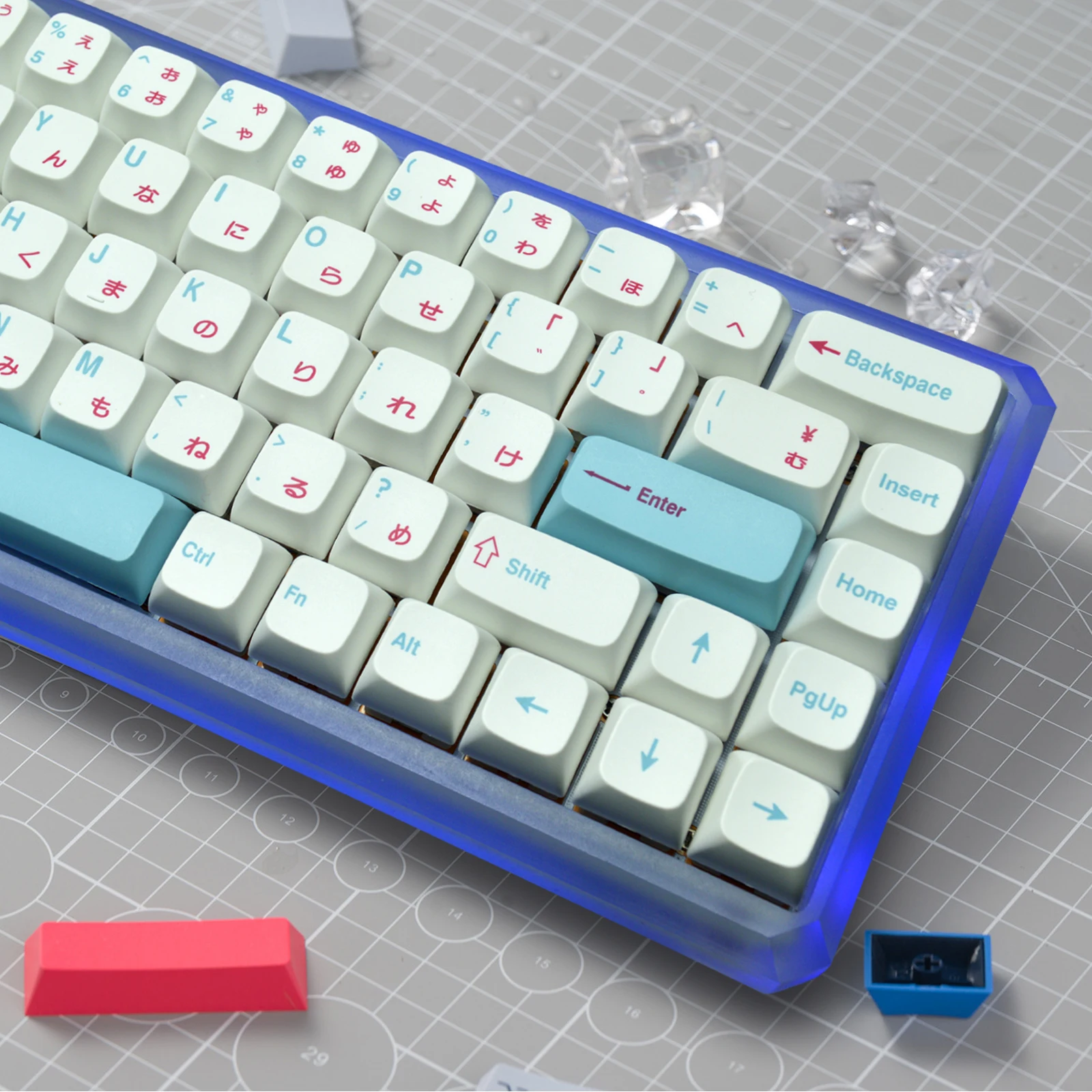 

XDA English Japanese PBT Keycaps 121 Keys DYE-SUB Personalized Minimalist White Blue Keycap For Mechanical Keyboard MX Switch