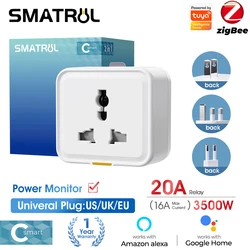 Tuya Zigbee Smart Home Universal Plug Socket Power Monitor 16A Timer App Voice Works With Alexa Google Home