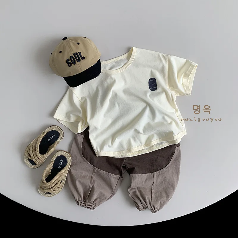 2024 Summer New Children Short Sleeve T Shirts Cotton Baby Boy Girl Solid Casual Tees Toddler Loose Versatile Tops Kids Clothes