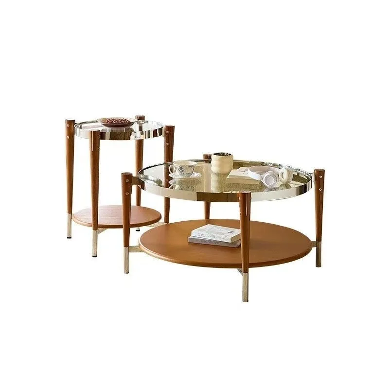 coffee table, tea table, living room, balcony, small apartment, light luxury, high-end feel, solid wood glass
