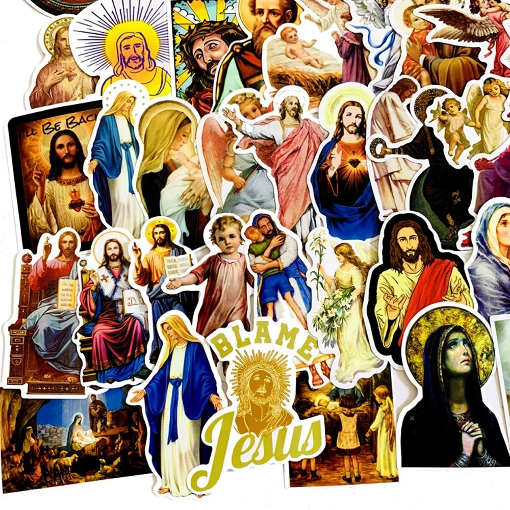 68 Stück Jesus Christian Religion Aufkleber Telefon Laptop Auto Fall Gefrierschrank Gepäck Wand Wasserdicht DIY Graffiti Aufkleber Spielzeug Geschenke