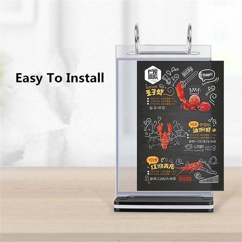 A4 Menu Holder Display Acrylic Sign Holder Note Holder Table Poster Stand Price Tag Holder Display Stand For Store Restaurant